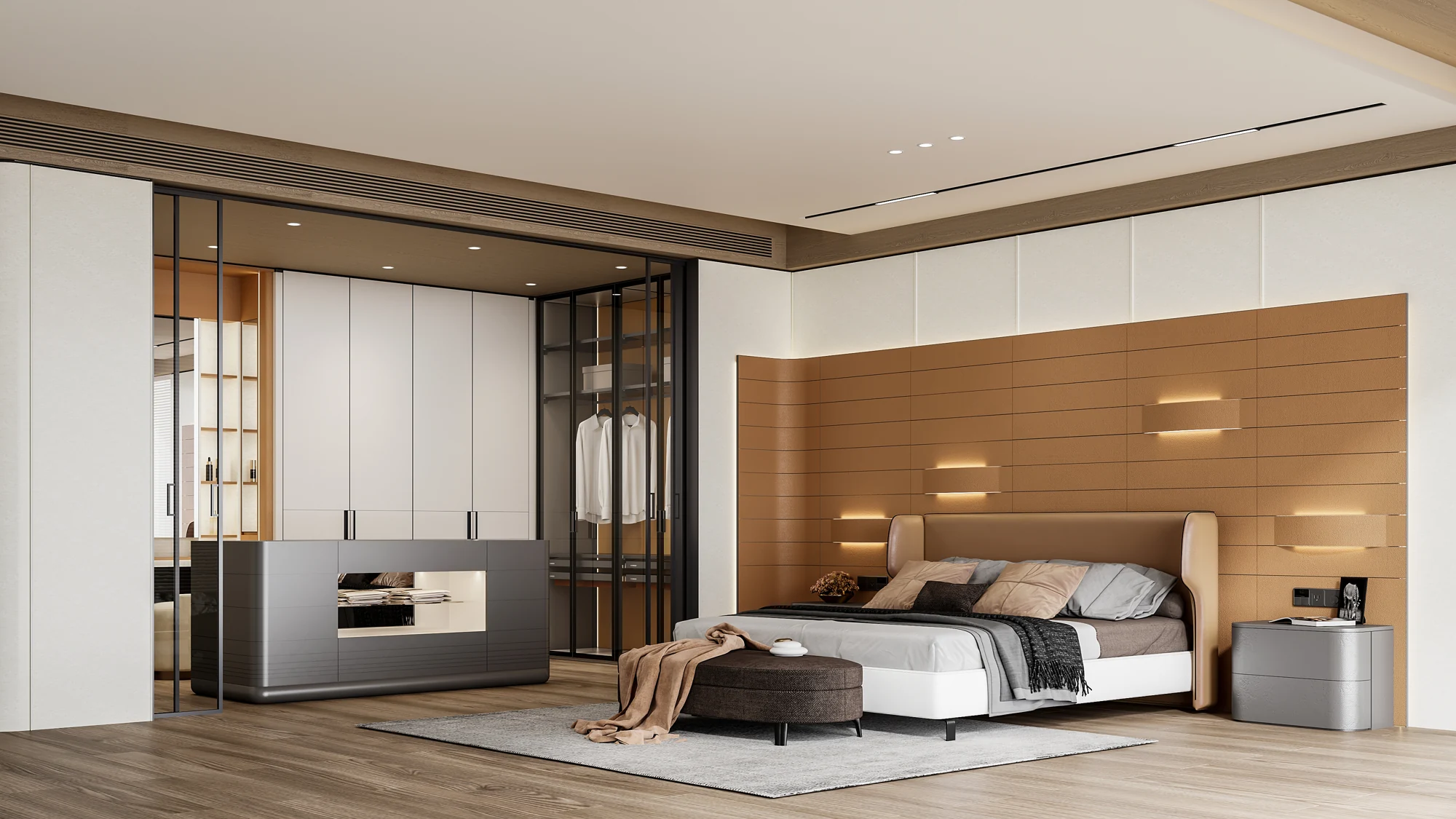 Bedroom interior concept illustrating coordinated furniture